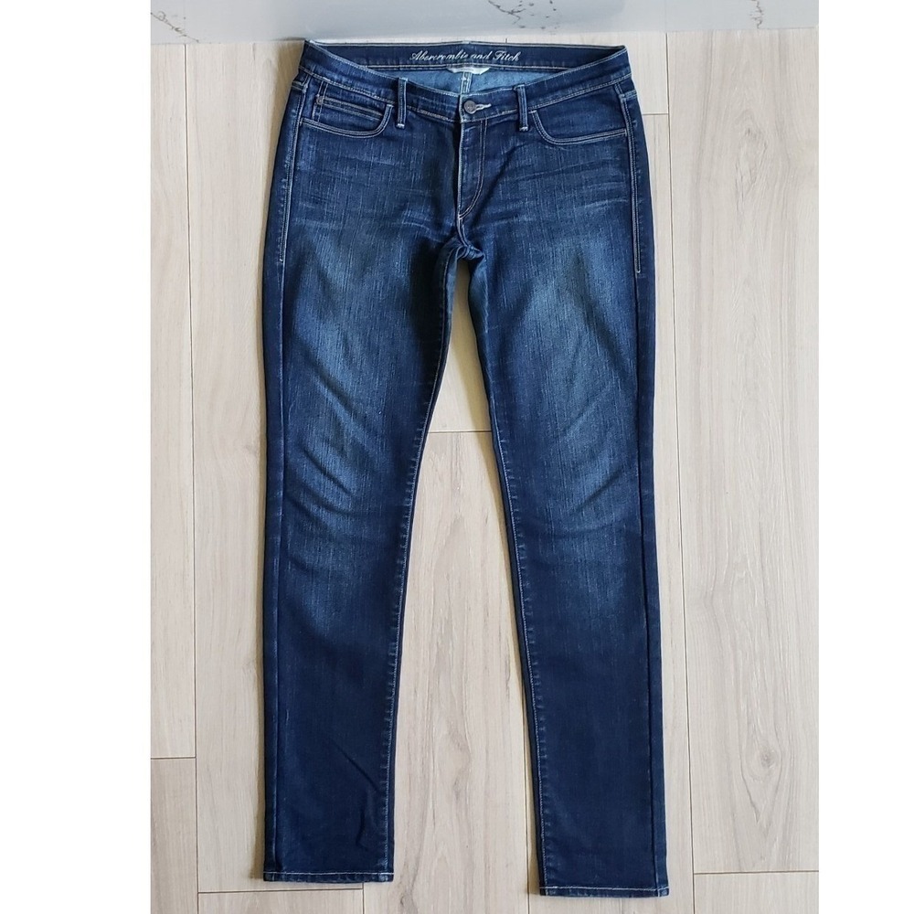 Abercrombie Fitch Jeans Womens 8 Blue Low‎ Rise Dark Wash Straight Stretch Y2K